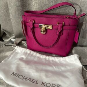 Michael Kors Fuchsia Satchel with Gold Accents